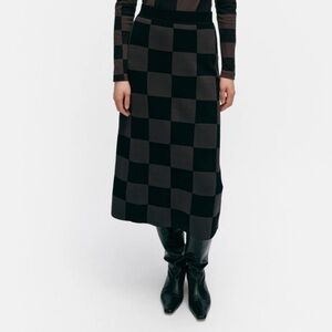 Marimekko Suora skirt viscose cotton blend Kukko ja Kana jacquard knit checkered
